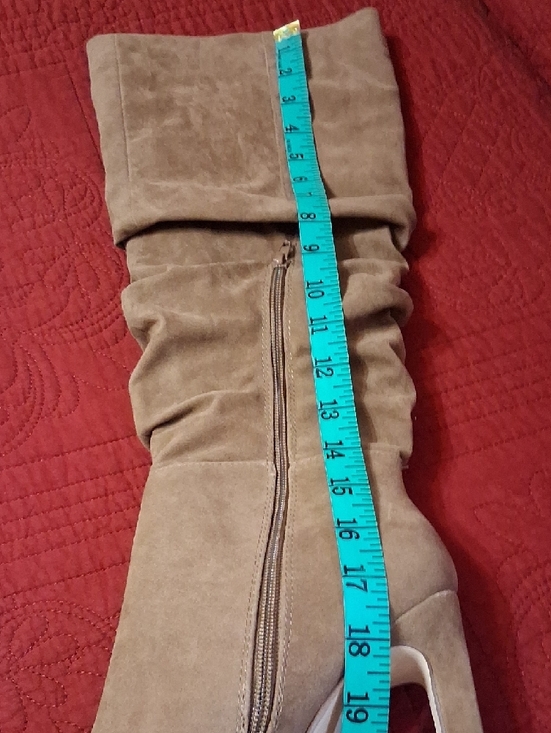 JustFab Slouchy Knee-High Boots in Tan Suede - Picture 11 of 12